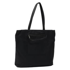 PRADA Tote Bag Nylon Leather Black Silver Auth ki5842